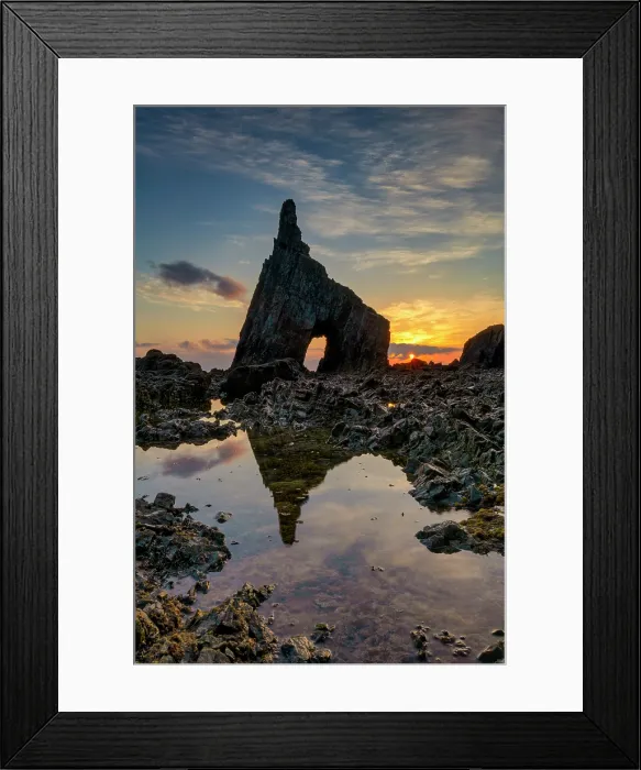 Framed Print : Rock Arch at Sunrise, Campiecho Beach, Asturias, Northern Spain