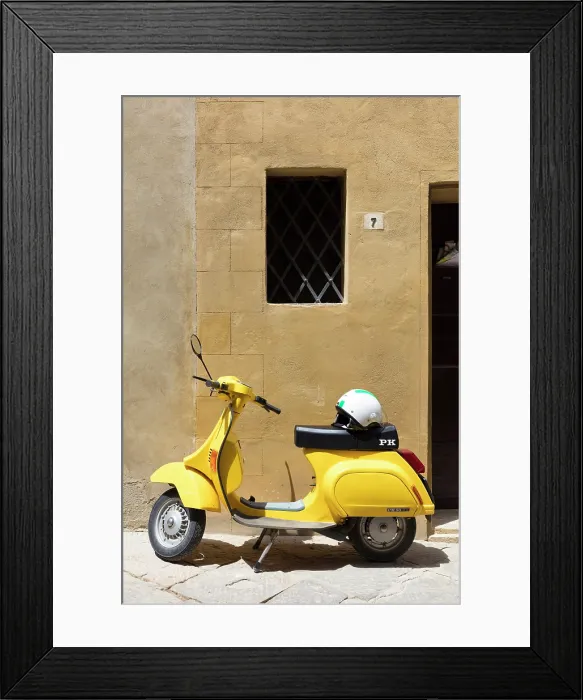 Framed Print : Yellow mopel parked against a wall, Sorrento, Amalfi Coast, Salerno Province, Campania, Italy Framed Print : Yellow mopel parked against a wall, Sorrento, Amalfi Coast, Salerno Province, Campania, Italy