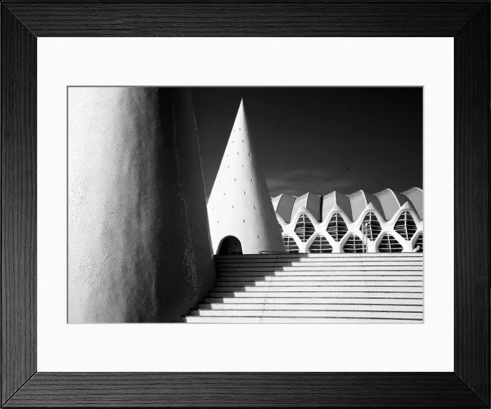 Framed Print : Steps, conical elevator shaft and Science Museum, Ciudad de los artes y ciencias (City of Arts and Sciences), Valencia, Spain Framed Print : Steps, conical elevator shaft and Science Museum, Ciudad de los artes y ciencias (City of Arts and Sciences), Valencia, Spain