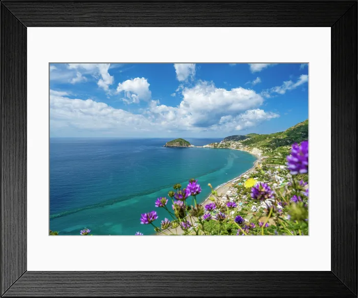 Framed Print : Europe, Italy, Campania. Ischia Island. View over the beach spiaggia dei Maronti towards Sant'Angelo Framed Print : Europe, Italy, Campania. Ischia Island. View over the beach spiaggia dei Maronti towards Sant'Angelo