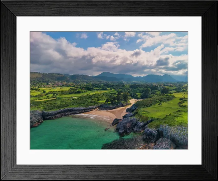 Framed Print : Aerial View of Coastline, Villahormes, Asturias, Northern Spain Framed Print : Aerial View of Coastline, Villahormes, Asturias, Northern Spain