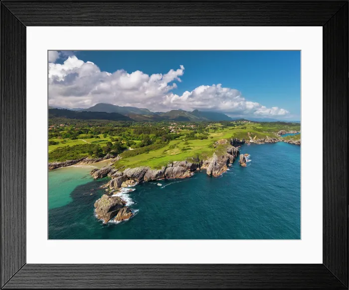 Framed Print : Aerial View of Coastline, Villahormes, Asturias, Northern Spain Framed Print : Aerial View of Coastline, Villahormes, Asturias, Northern Spain