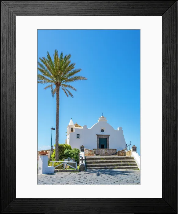 Framed Print : Europe, Italy, Campania. Ischia Island. the white church chiesa del Soccorso in Forio Framed Print : Europe, Italy, Campania. Ischia Island. the white church chiesa del Soccorso in Forio