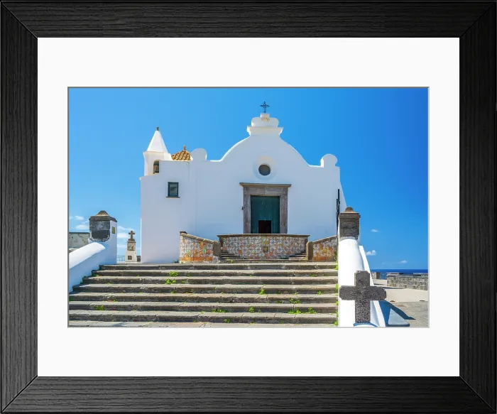Framed Print : Europe, Italy, Campania. Ischia Island. the white church chiesa del Soccorso in Forio Framed Print : Europe, Italy, Campania. Ischia Island. the white church chiesa del Soccorso in Forio