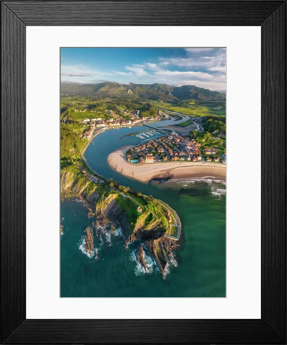 Framed Print : Aerial View over Ribadesella, Asturias, Spain
