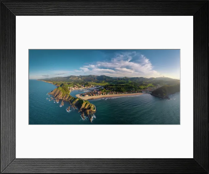 Framed Print : Aerial View over Ribadesella, Asturias, Spain