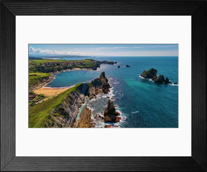 Framed Print : Aerial View of Coastline, near Santander, Cantabria, Spain Framed Print : Aerial View of Coastline, near Santander, Cantabria, Spain