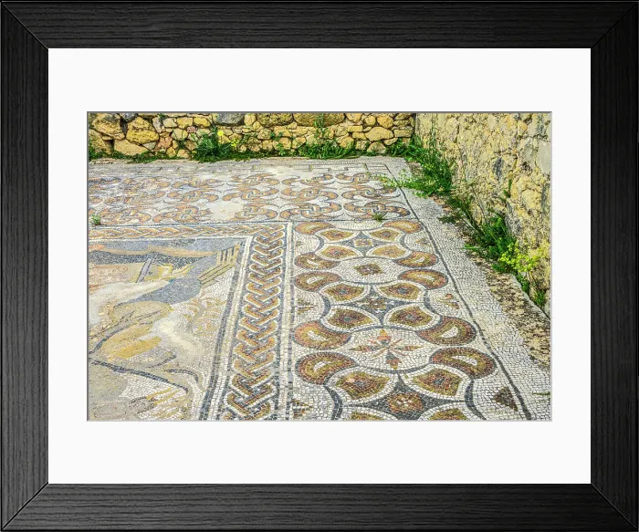 Framed Print : Mosaic tiled floors at the archaeological Site of Volubilis, Voloubilis Roman ruins, Meknes Prefecture, Morocco