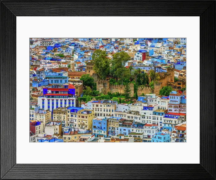 Framed Print : Chefchaouen city from a high viewpoint (Spanish Mosque), Chefchaouen, Morocco Framed Print : Chefchaouen city from a high viewpoint (Spanish Mosque), Chefchaouen, Morocco
