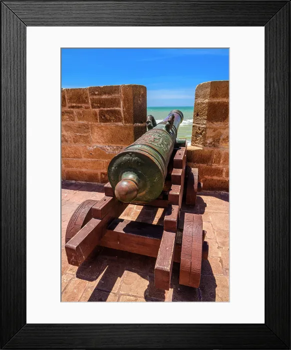 Framed Print : Fortifications on the city wall, Essaouira, Essaouira, Morocco Framed Print : Fortifications on the city wall, Essaouira, Essaouira, Morocco