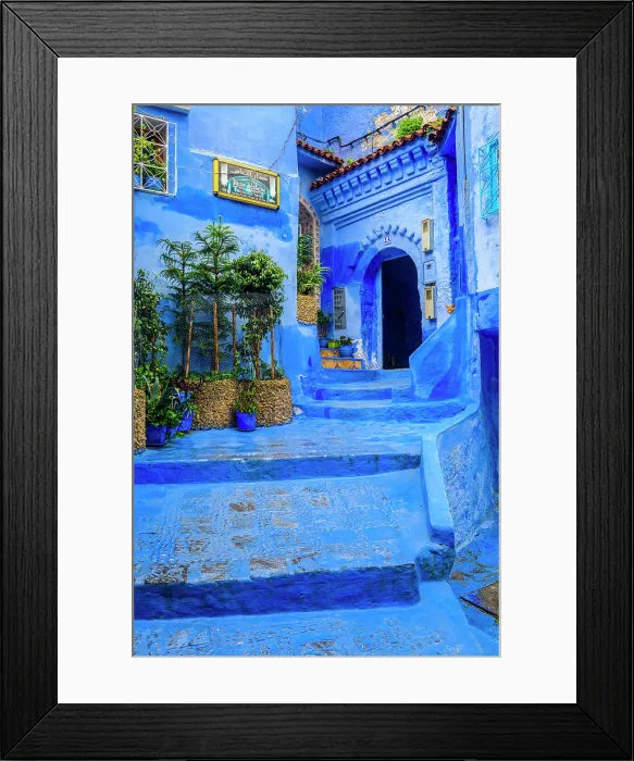 Framed Print : Blue alleyway and staircase, Chefchaouen, Morocco Framed Print : Blue alleyway and staircase, Chefchaouen, Morocco