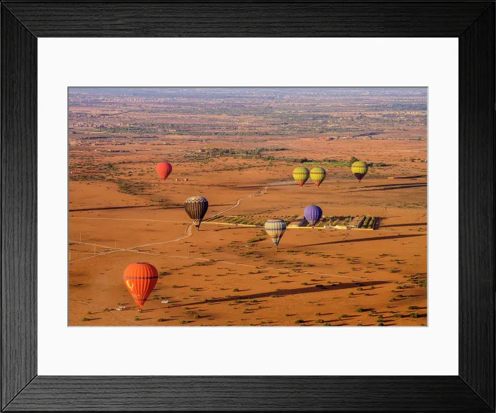 Framed Print : Hot air balloons over the Moroccan landscape, Marrakech, Morocco Framed Print : Hot air balloons over the Moroccan landscape, Marrakech, Morocco
