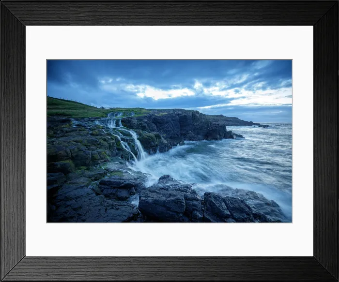 Framed Print : Sea Waterfall at Dunseverick along the Antrim Coast, County Antrim, Northern Ireland, Uk, Europe Framed Print : Sea Waterfall at Dunseverick along the Antrim Coast, County Antrim, Northern Ireland, Uk, Europe