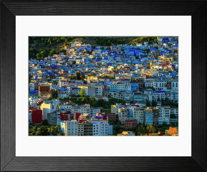 Framed Print : The blue city from a high viewpoint, Chefchaouen, Morocco Framed Print : The blue city from a high viewpoint, Chefchaouen, Morocco