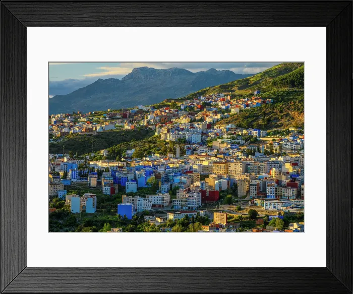 Framed Print : The blue city from a high viewpoint, Chefchaouen, Morocco Framed Print : The blue city from a high viewpoint, Chefchaouen, Morocco