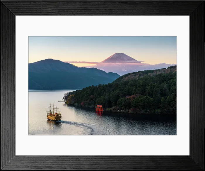 Framed Print : Lake Ashinoko and Mt. Fuji, Hakone, Kanagawa Prefecture, Japan