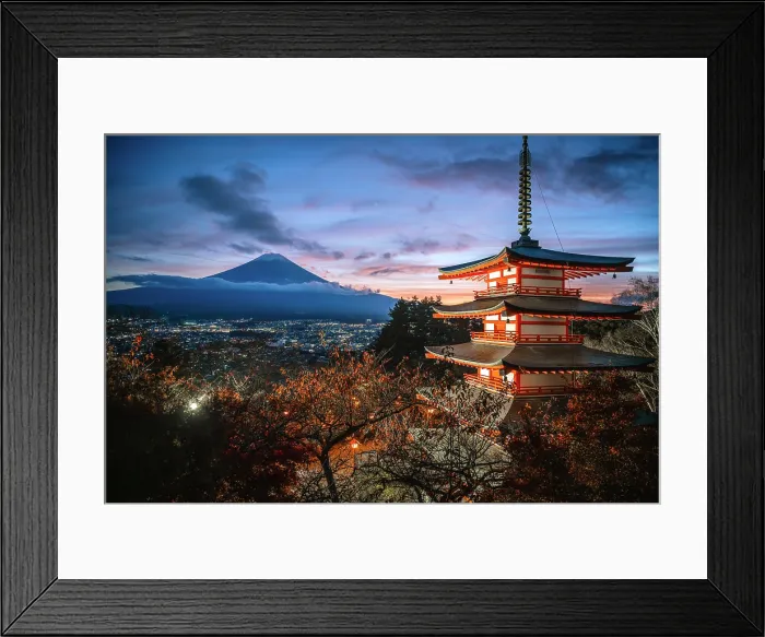 Framed Print : Chureito Pagoda and Mt Fuji, Fujiyoshida, Yamanashi Prefecture, Japan