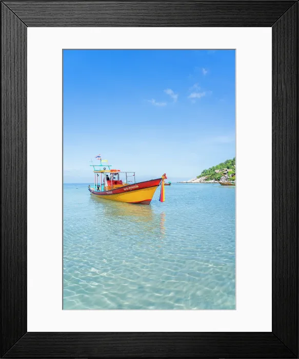 Framed Print : Colourful boat on Sairee Beach, Koh Tao, Surat Thani Province, Thailand