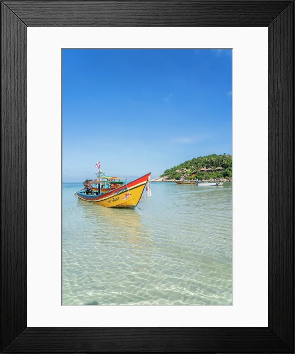Framed Print : Colourful boat on Sairee Beach, Koh Tao, Surat Thani Province, Thailand