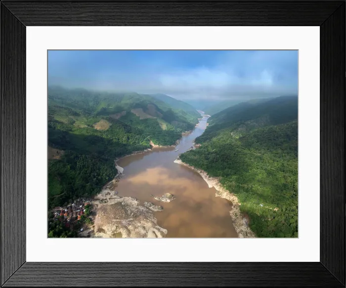 Framed Print : Asia, Laos, Mekong Valley, aerial views of the Upper Mekong Framed Print : Asia, Laos, Mekong Valley, aerial views of the Upper Mekong