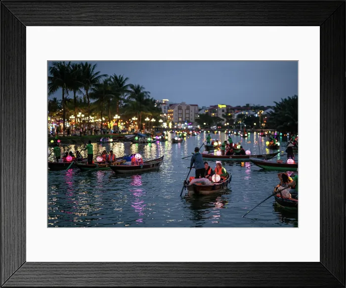 Framed Print : Boats on Thu Bon River at night, Hoi An, Quang Nam Province, Vietnam Framed Print : Boats on Thu Bon River at night, Hoi An, Quang Nam Province, Vietnam