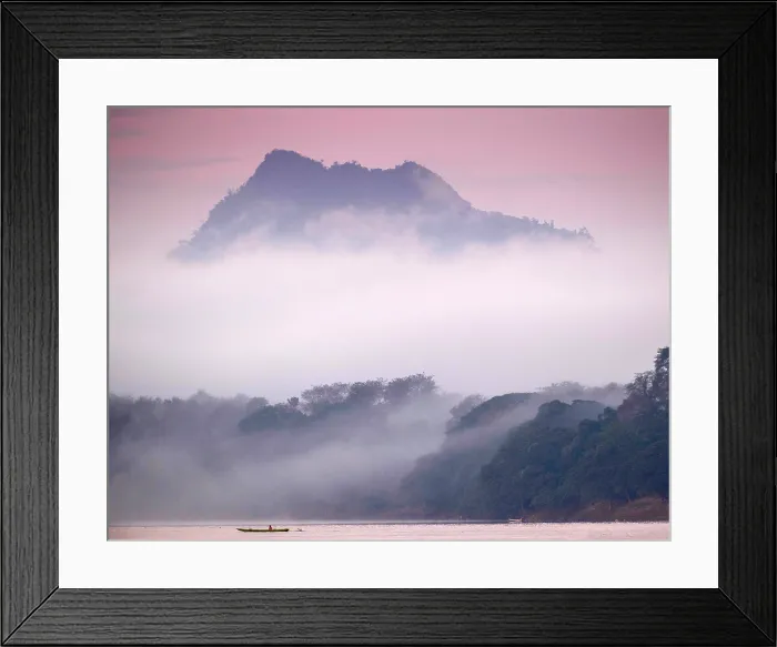 Framed Print : Asia, Laos, Mekong Valley, Mekong River in Northern Laos; riverscape at dawn Framed Print : Asia, Laos, Mekong Valley, Mekong River in Northern Laos; riverscape at dawn