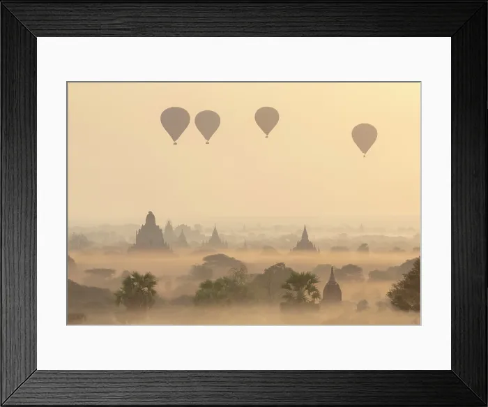 Framed Print : Temples, pagodas and balloons at dawn, Bagan (UNESCO World Heritagew Site), Mandalay region, Myanmar (Burma), Asia Framed Print : Temples, pagodas and balloons at dawn, Bagan (UNESCO World Heritagew Site), Mandalay region, Myanmar (Burma), Asia