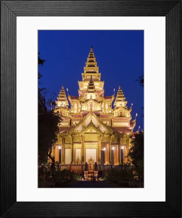 Framed Print : Shwezigon Pagoda floodlit at night, Bagan, Myanmar (Burma), Asia