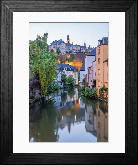 Framed Print : Alzette with Grund at dusk, Luxembourg Framed Print : Alzette with Grund at dusk, Luxembourg