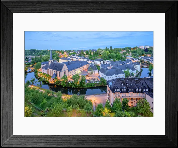 Framed Print : Neumunster Abbey with Alzette at dusk, Luxembourg City Framed Print : Neumunster Abbey with Alzette at dusk, Luxembourg City