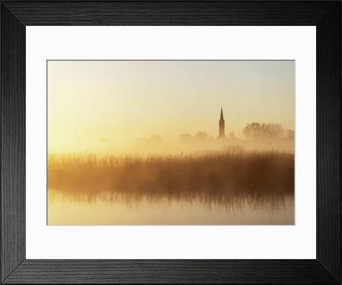 Framed Print : Schermerhorn church at dawn, North Holland, Netherlands Framed Print : Schermerhorn church at dawn, North Holland, Netherlands