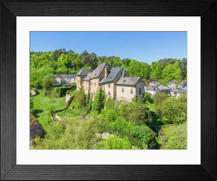 Framed Print : Aerail view at Bourglinster Castle, Junglinster, Grand Duchy of Luxembourg Canton of Grevenmacher Framed Print : Aerail view at Bourglinster Castle, Junglinster, Grand Duchy of Luxembourg Canton of Grevenmacher