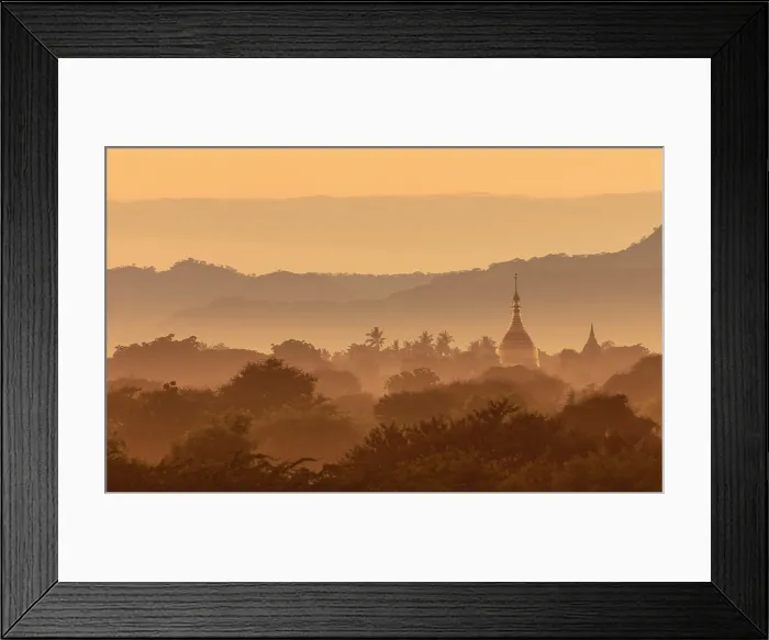 Framed Print : Golden pagioda among treesd and mist at sunset, Bagan (UNESCO World Heritage Site), Mandalay region, Myanmar (Burma), Asia Framed Print : Golden pagioda among treesd and mist at sunset, Bagan (UNESCO World Heritage Site), Mandalay region, Myanmar (Burma), Asia