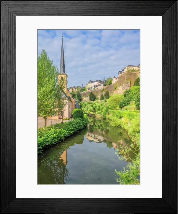 Framed Print : Alzette valley with Bock Kasematten and Neumunster abbey, Luxembourg