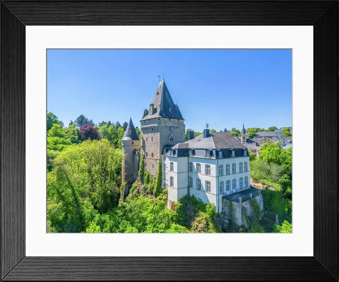 Framed Print : Aerial view at Hollenfels Castle in the Valley of the 7 Castles, Helperknapp, Canton of Mersch, Luxembourg Framed Print : Aerial view at Hollenfels Castle in the Valley of the 7 Castles, Helperknapp, Canton of Mersch, Luxembourg