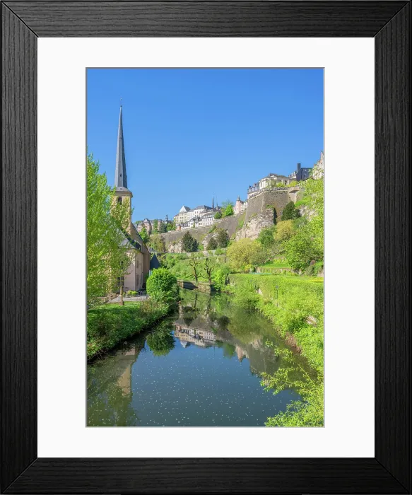 Framed Print : Alzette valley with Bock Kasematten and Neumunster abbey, Luxembourg Framed Print : Alzette valley with Bock Kasematten and Neumunster abbey, Luxembourg