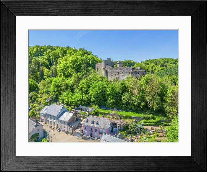 Framed Print : Aerial view at Septfontaines castle, Habscht, valley of the 7 castles, canton Capellen, Luxembourg Framed Print : Aerial view at Septfontaines castle, Habscht, valley of the 7 castles, canton Capellen, Luxembourg