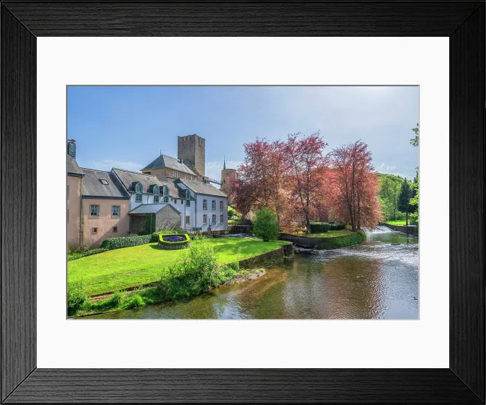 Framed Print : Useldange Castle with the Attert River, Useldange, Canton of Redingen, Luxembourg Framed Print : Useldange Castle with the Attert River, Useldange, Canton of Redingen, Luxembourg