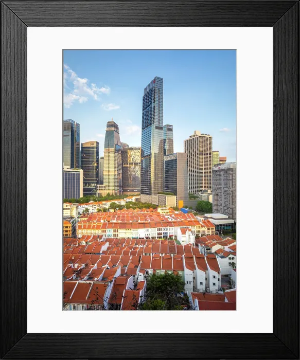 Framed Print : Financial District & China Town, Singapore Framed Print : Financial District & China Town, Singapore