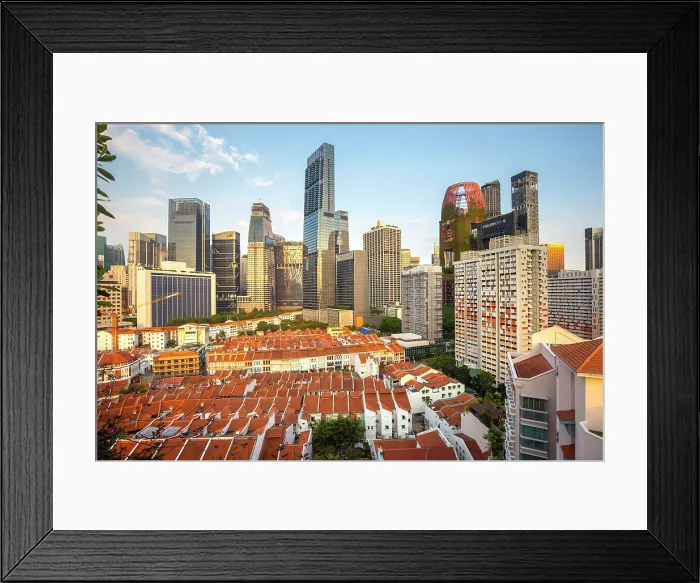 Framed Print : Financial District & China Town, Singapore Framed Print : Financial District & China Town, Singapore