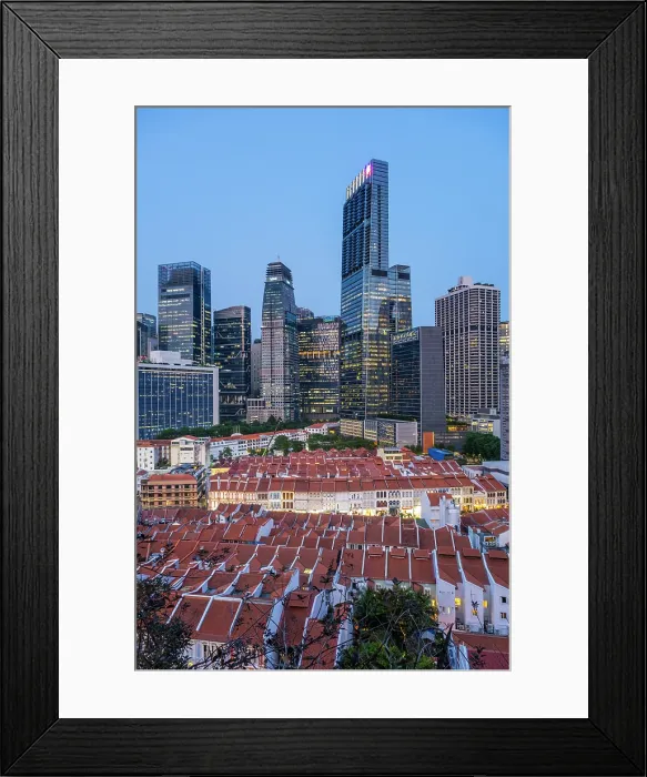 Framed Print : Financial District & China Town, Singapore Framed Print : Financial District & China Town, Singapore