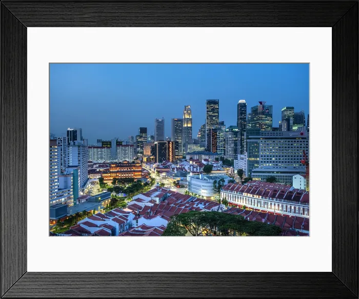 Framed Print : Financial District & China Town, Singapore