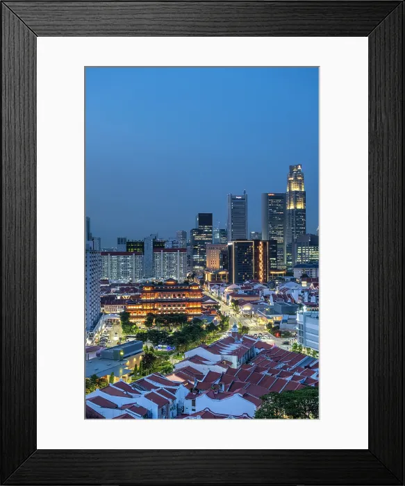 Framed Print : Financial District & China Town, Singapore Framed Print : Financial District & China Town, Singapore