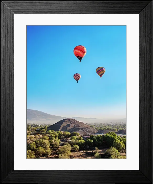 Framed Print : Hot air balloons flying over the Pyramid of the Moon, aerial view, Teotihuacan, Mexico State, Mexico Framed Print : Hot air balloons flying over the Pyramid of the Moon, aerial view, Teotihuacan, Mexico State, Mexico