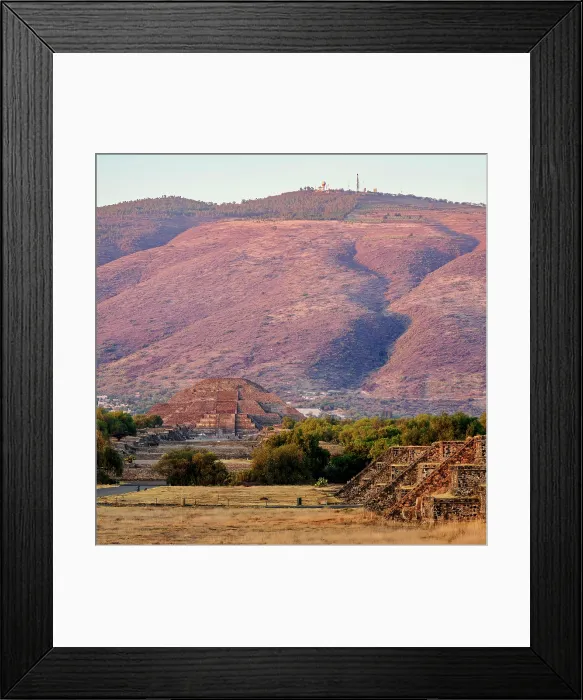 Framed Print : View towards the Pyramid of the Moon at sunset, Teotihuacan, Mexico State, Mexico