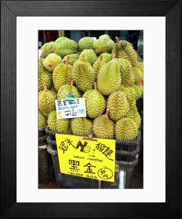 Framed Print : Durian fruits for sale, China Town, Singapore Framed Print : Durian fruits for sale, China Town, Singapore