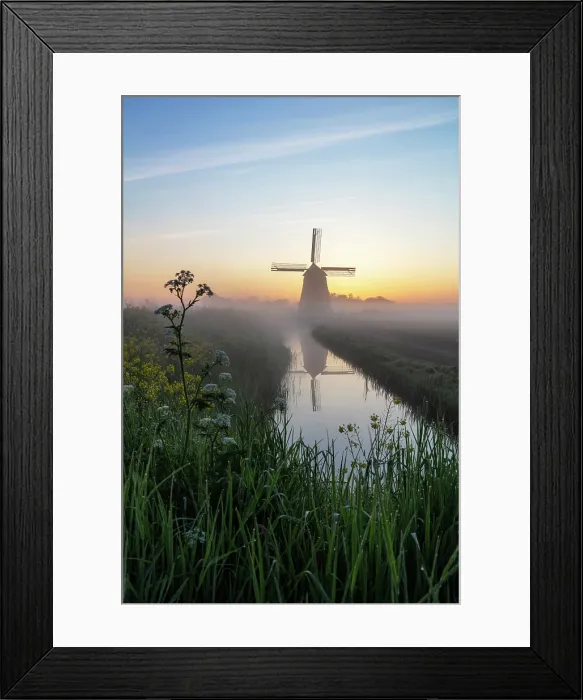Framed Print : A windmill at sunrise, North Holland, Netherlands Framed Print : A windmill at sunrise, North Holland, Netherlands