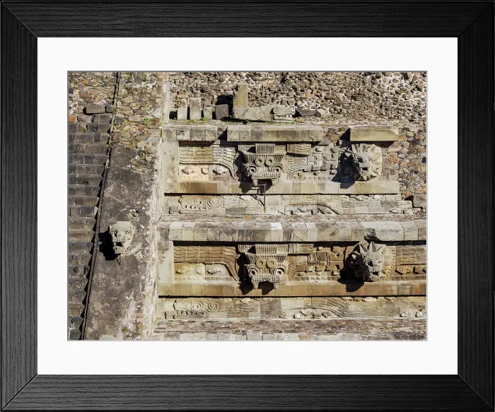 Framed Print : Temple of the Feathered Serpent, detailed view, The Citadel, Teotihuacan, Mexico State, Mexico Framed Print : Temple of the Feathered Serpent, detailed view, The Citadel, Teotihuacan, Mexico State, Mexico