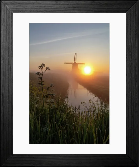 Framed Print : A windmill at sunrise, North Holland, Netherlands Framed Print : A windmill at sunrise, North Holland, Netherlands