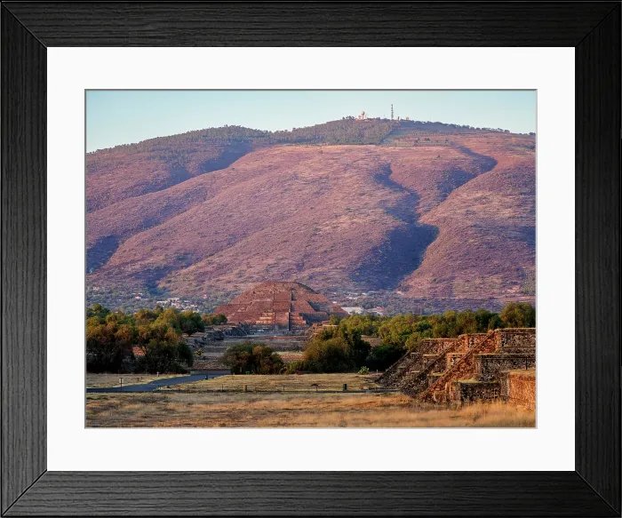 Framed Print : View towards the Pyramid of the Moon at sunset, Teotihuacan, Mexico State, Mexico